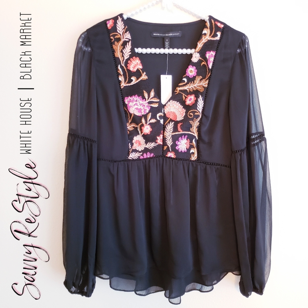 WHBM | Memento Embrd Blouse | Size 2